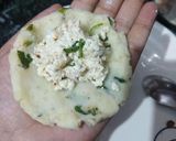 A picture of step 2 of Aloo-tikki stuff with paneer.