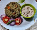 A picture of step 5 of Pudina rice.