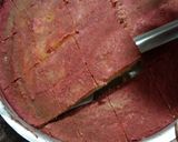 A picture of step 8 of Red Velvet Dhokla with Pink Chutney.