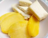 A picture of step 1 of Yam/potatoes in egg.