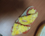 Foto del paso 3 de la receta: Bocadillo de tortilla al microondas con jamón, queso y tomate