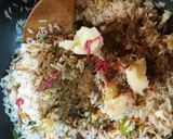 A picture of step 4 of Shahi Veg Biryani in microwave.