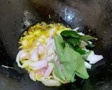A picture of step 2 of Muniga badi jhola (Drumsticks & sun dried lentil dumplings).