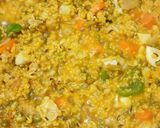A picture of step 5 of Foxtail Millet Khichdi with Moong Sprouts/Soya Chunks and mixed vegetables.