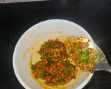 A picture of step 2 of Achari bhindi.