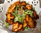 A picture of step 5 of Colorful Vegetable Salad with Fried Chicken and Poached Egg.
