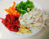 三彩杏鮑菇（全素）的食譜步驟1照片