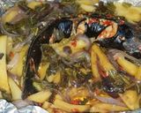 Grilled cat fish with potatoes and spinachmatakin girki3 hoto