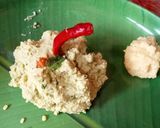 A picture of step 2 of Moong Chatpata Chutney with Pudina Patta and Ginger.