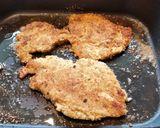 A picture of step 5 of Chicken Schnitzel.