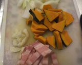 A picture of step 1 of Curry-Flavored Pumpkin & Bacon Garlic-Butter Stir-Fry.