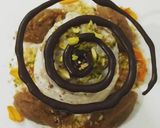 A picture of step 6 of Badam kulfi with Aate ka Halwa.