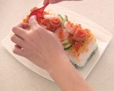 A picture of step 4 of Juicy Sushi Cake with Crab for Doll's Festival.