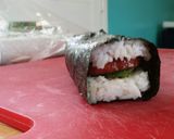 A picture of step 10 of Spam Musubi.