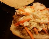 A picture of step 3 of Iz's Shredded Pork and Slaw on Ciabatta.