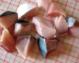 A picture of step 1 of Tatsuta Age with Yellow Tail Fish.