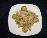 A picture of step 3 of Crab Meatballs, Tri-Color Spiral Pasta, and Dill Sauce. Jon Style.
