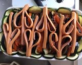 Une image de l'étape 4 de Tian de légumes du soleil saucisses de Strasbourg et emmental.