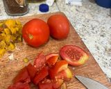 A picture of step 2 of Chi-Mango stir fry.