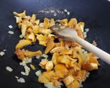 A picture of step 1 of Papardelle with speck and chanterelle mushrooms.