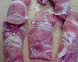 A picture of step 3 of Rich and Tasty ☆ Pork and Cheese Wraps.