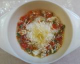 Foto langkah ke 5 dari resep Mpasi 4⭐ 9M+ nasi tim egg drop soup 🍚🥚🍅🥕🍃🧀🍾.
