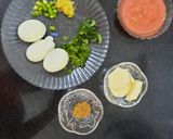 A picture of step 1 of Besan egg curry.