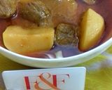 A picture of step 4 of Aalu Gosht.