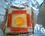 A picture of step 2 of Sunny Side Up Toast Crab Stick Version.