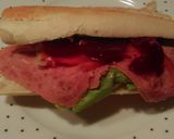 A picture of step 1 of Mandys corned beef sub.