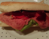 A picture of step 1 of Mandys corned beef sub.