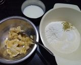A picture of step 1 of Banana Malpua with kesariya Rabadi.