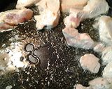 A picture of step 2 of Kaffir Lime leaves in rice with chicken.