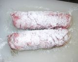A picture of step 3 of Rolled Chikuwa Fish Stick and Pork Cutlets with Plum, Shiso, and Cheese.