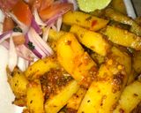 A picture of step 4 of Tawa masala fries.