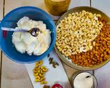 A picture of step 2 of Badam Pista Kaju Shrikhand.