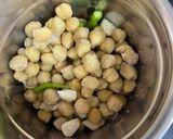 A picture of step 1 of Mediterranean Green Goddess Hummus.