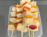 A picture of step 2 of Grilled Vegan Skewers with Tofu Skin and Bell Peppers.
