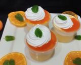 A picture of step 5 of Cream Custard shots with orange sauce.