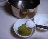 A picture of step 1 of Matcha Green Tea Shaved Ice with Cute Mochi Balls.