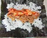 A picture of step 2 of Natto and Kimchi Sushi Roll.