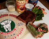 A picture of step 1 of Ribeye spring roll.