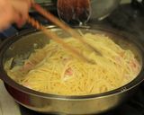A picture of step 4 of Happy Pasta Carbonara.