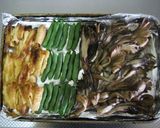 A picture of step 5 of Maitake Mushrooms and Green Beans with a Ginger and Vinegar Dressing.