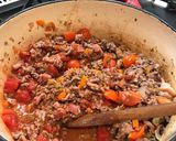 A picture of step 4 of Bolognese sauce - ragù.