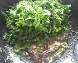 A picture of step 3 of Lasuni methi or Garlic methi.