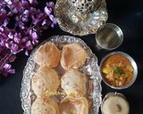 A picture of step 6 of Puri, Aloo Posto, and Halwa.