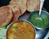 A picture of step 8 of Moong Daal puri & Raseele Aloo.