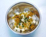 A picture of step 2 of Rice Ball with Curry and Cheese.