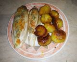 Foto del passaggio 18 della ricetta Indivia alla griglia, con gorgonzola e olio di rosmarino. Accanto a loro, patate alla curcuma!